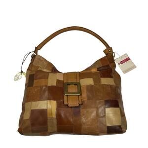 Deadstock NWT 90s Vintage Patchwork Leather Shoulder Purse